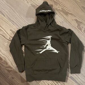 Jordan Olive Green Hoodie with White Logo